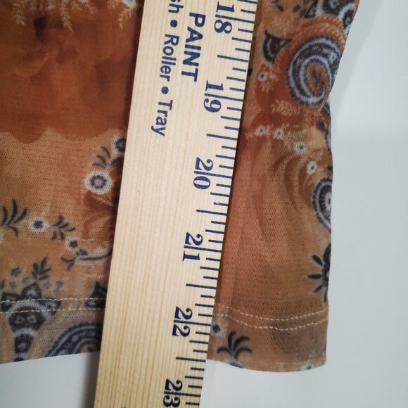 Weston Wear Top Medium Tan Floral Boho Y2K Fairy Retro 70s - Picture 10 of 12